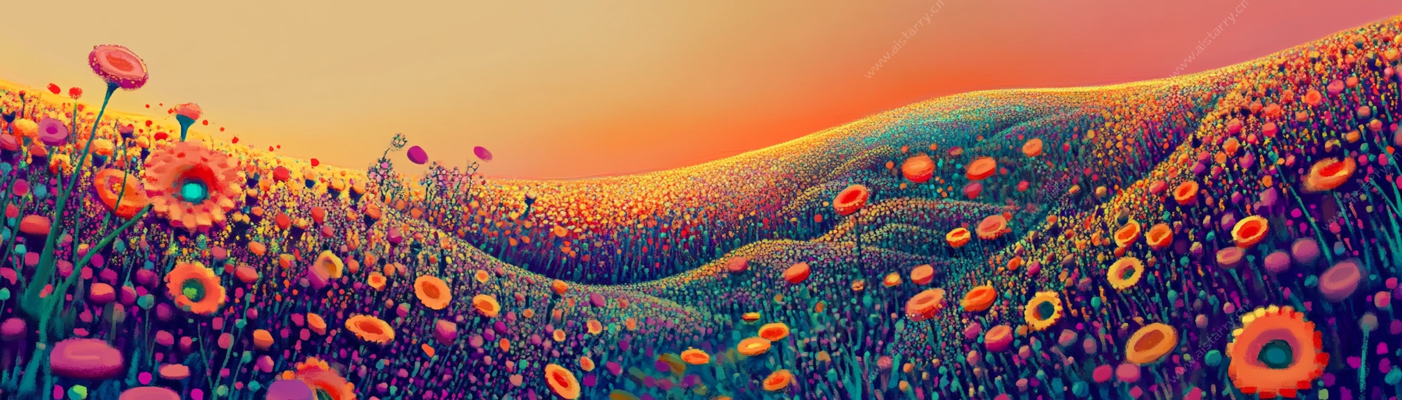 梦幻花海田园风景图