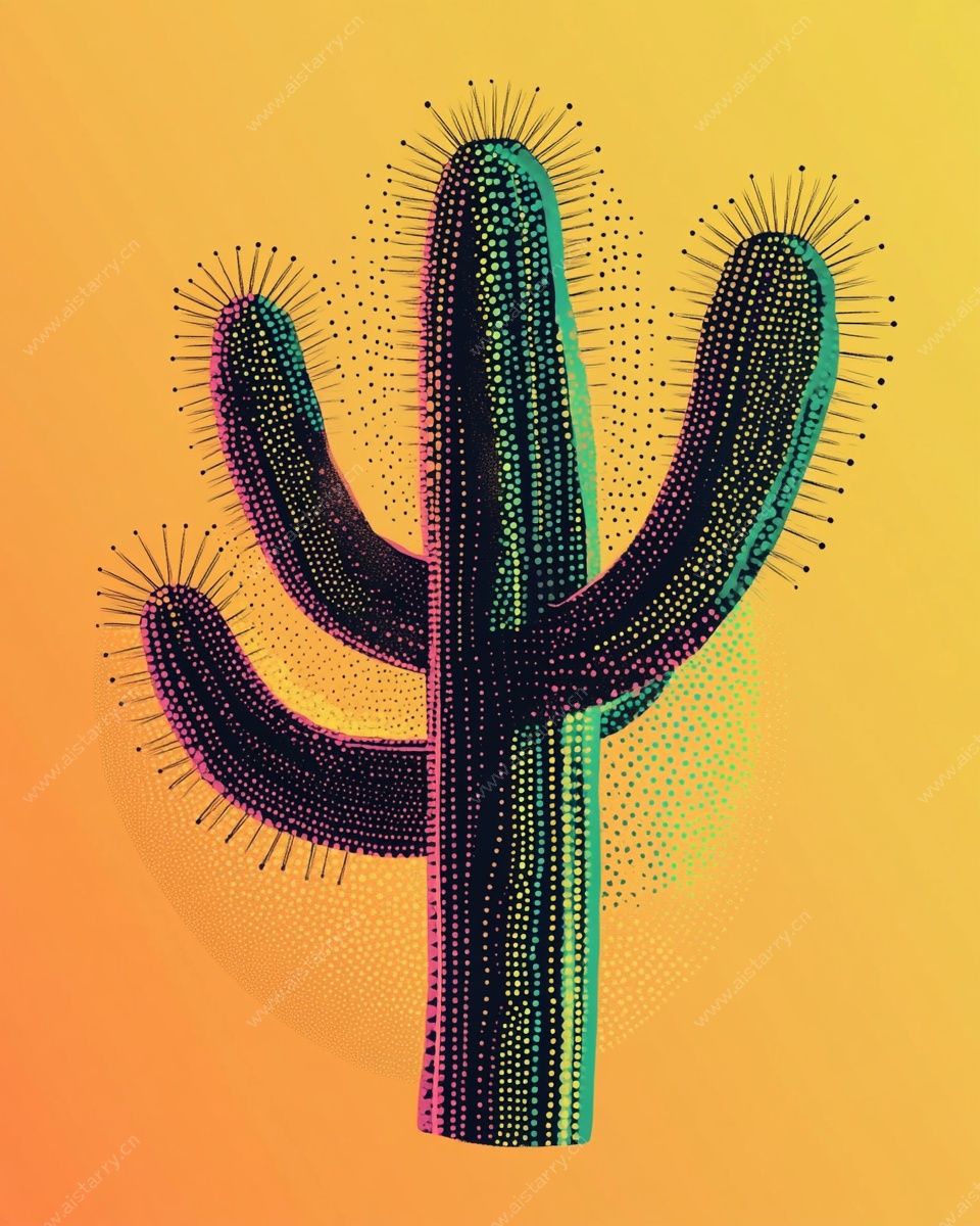 多彩仙人掌插画