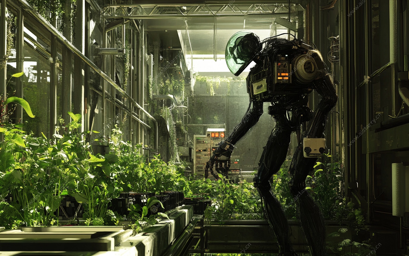 机器人在温室中照料植物