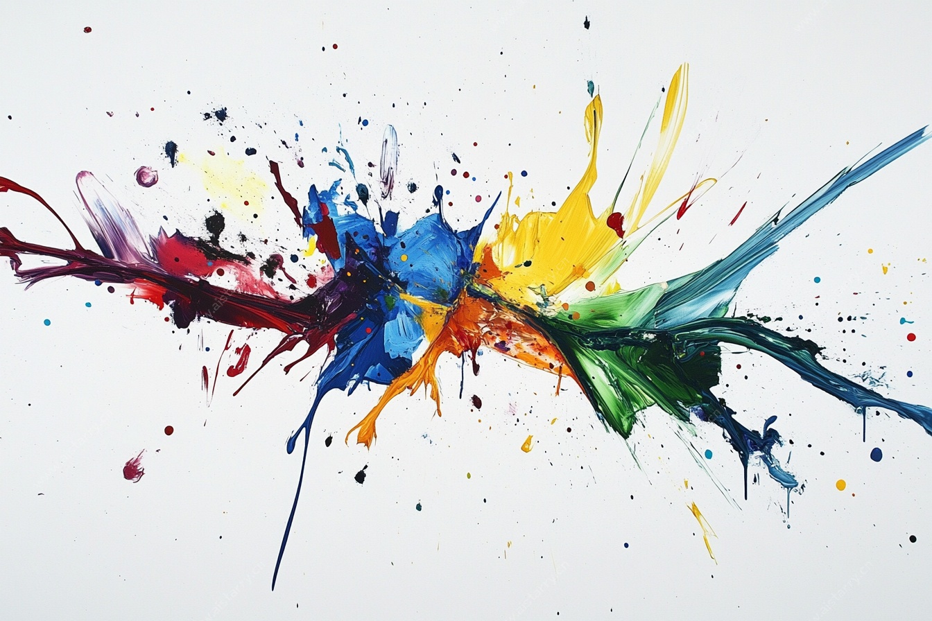 彩色墨水飞溅艺术画作