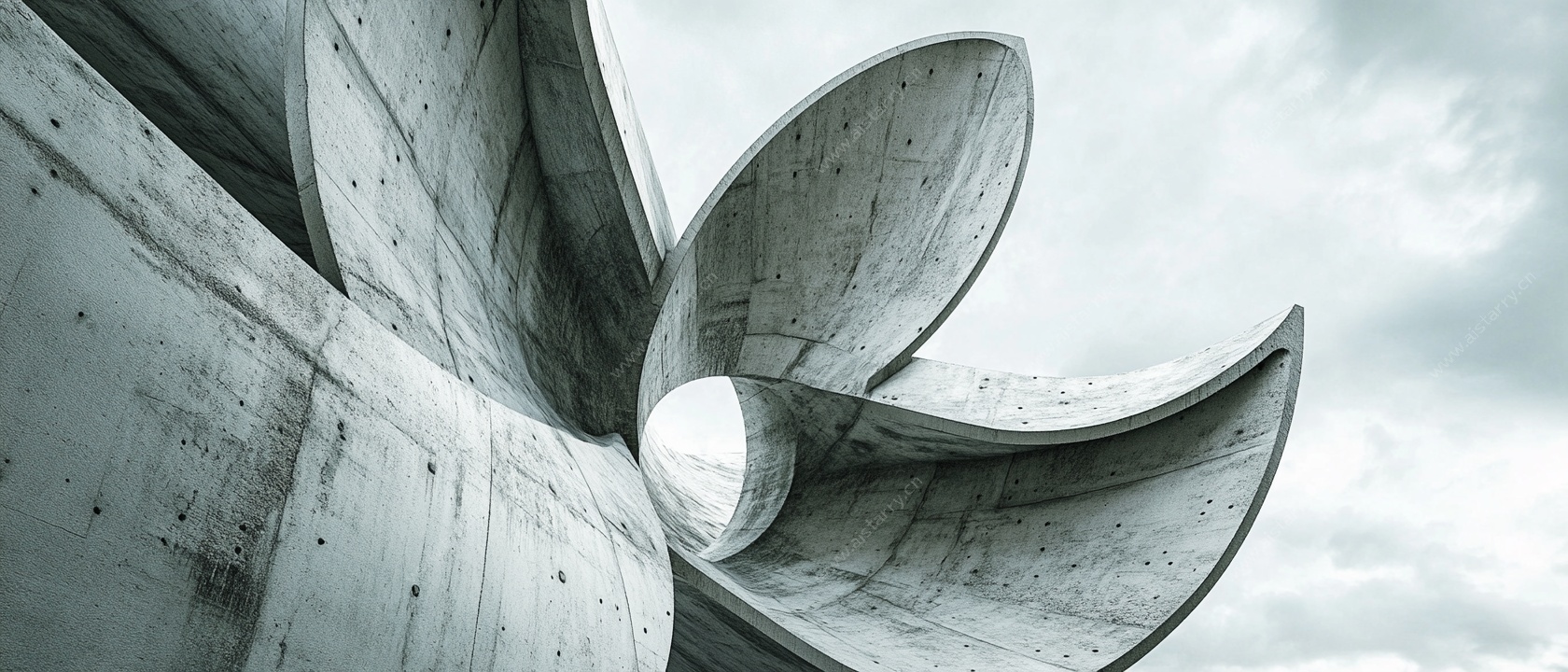 未来感混凝土建筑外观