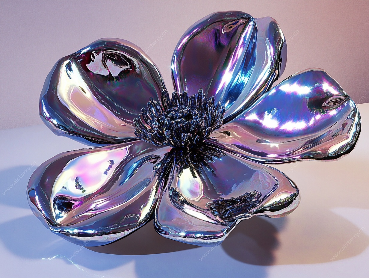 金属质感炫彩花朵摆件