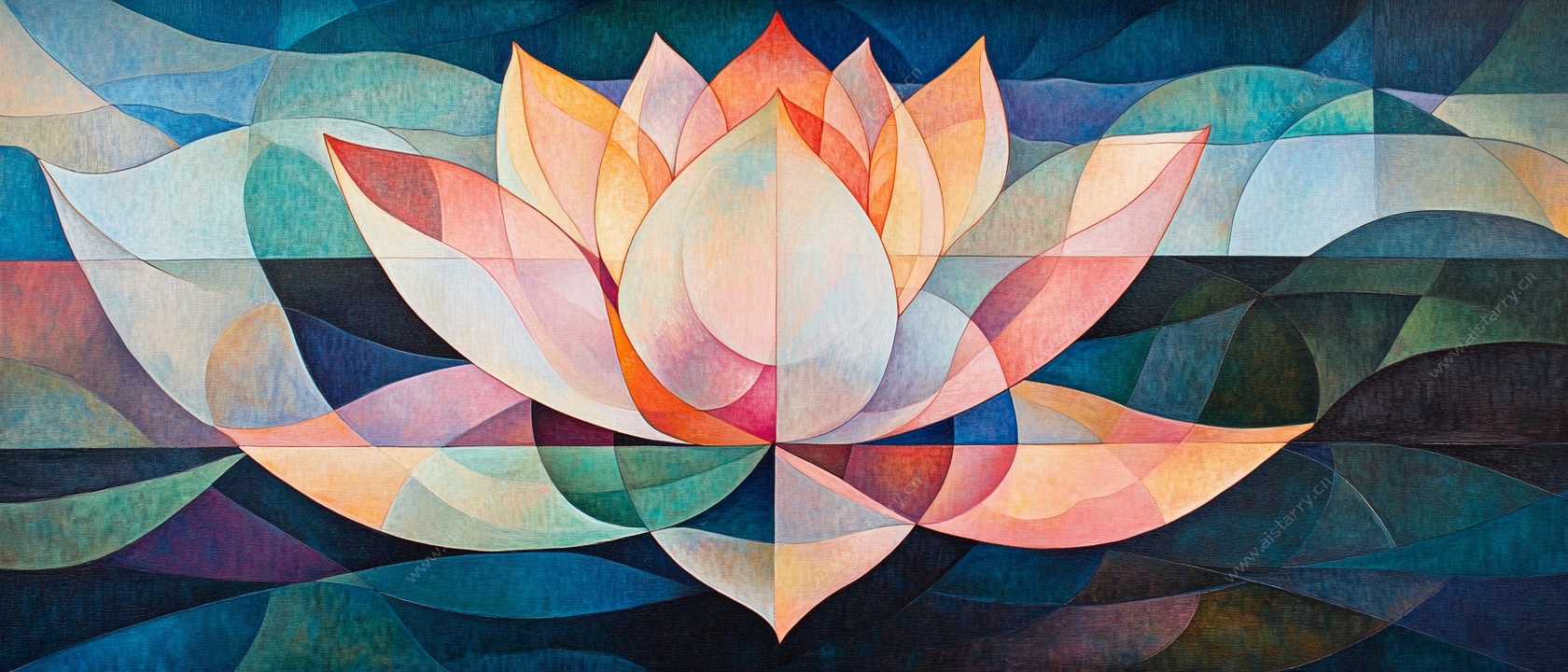 抽象几何莲花艺术插画