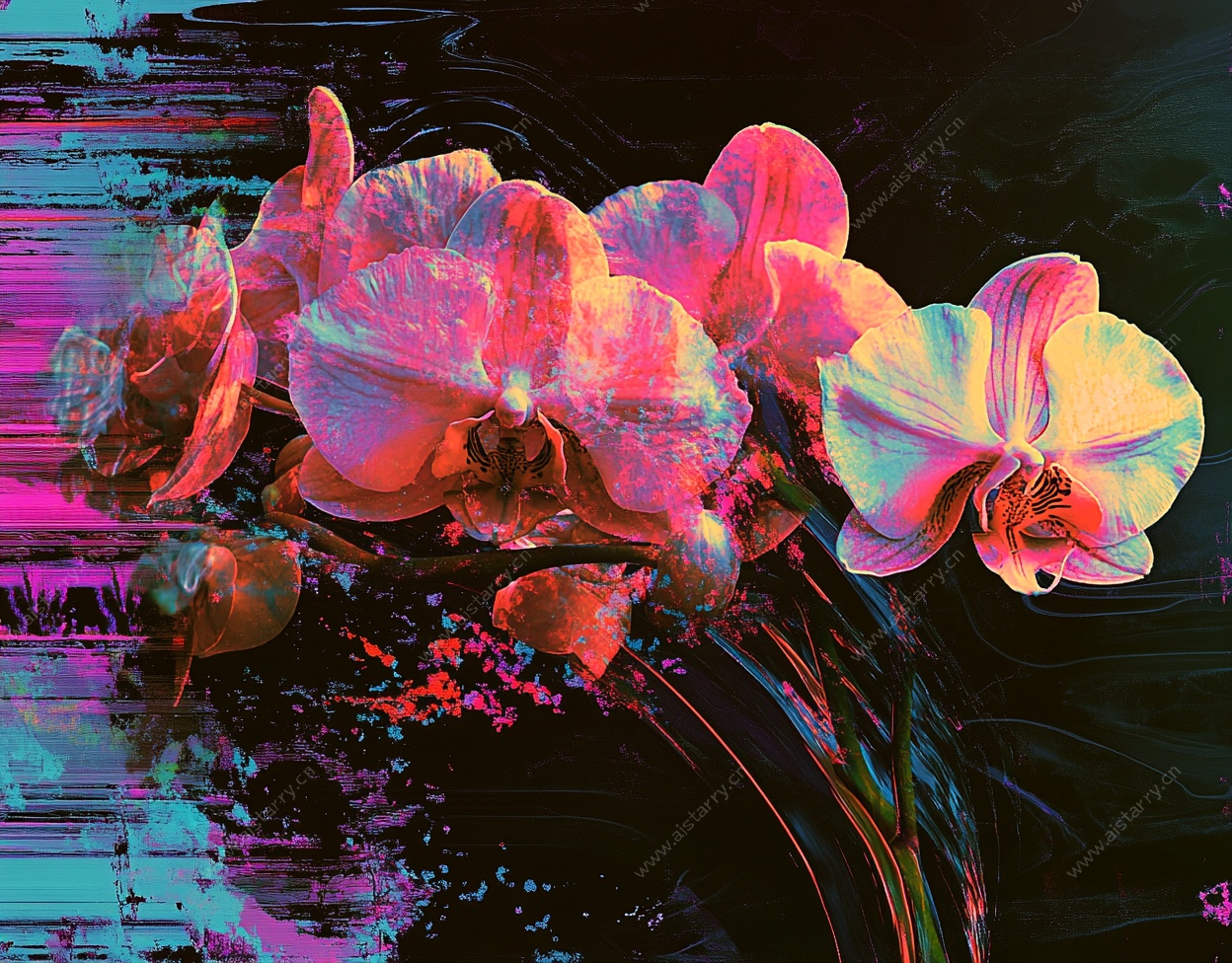 霓虹幻彩兰花艺术图