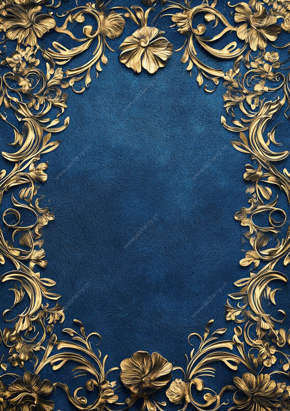 蓝色背景金色花纹装饰框