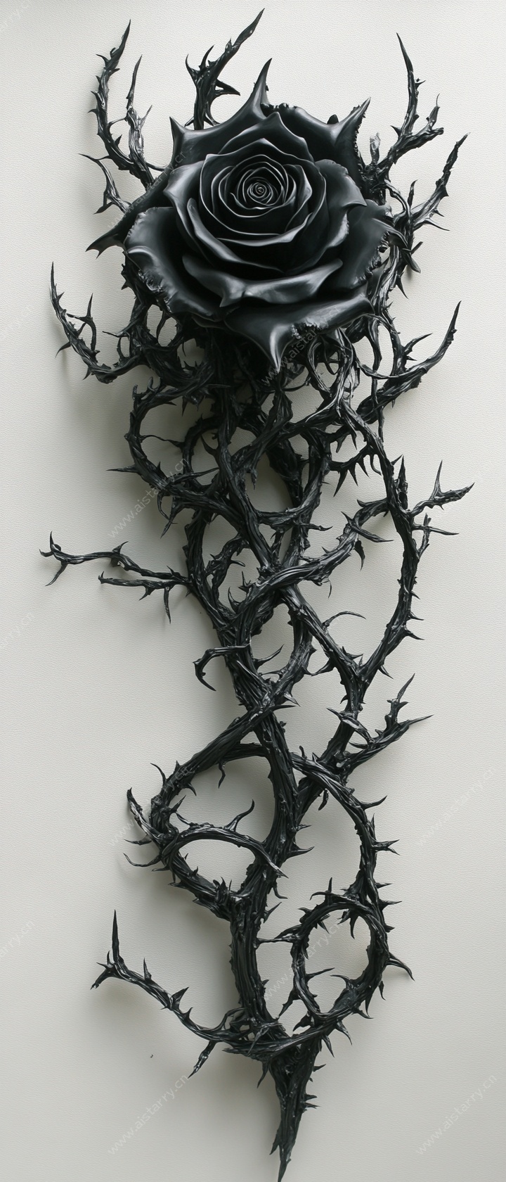 黑玫瑰雕塑 荆棘缠绕的暗黑美