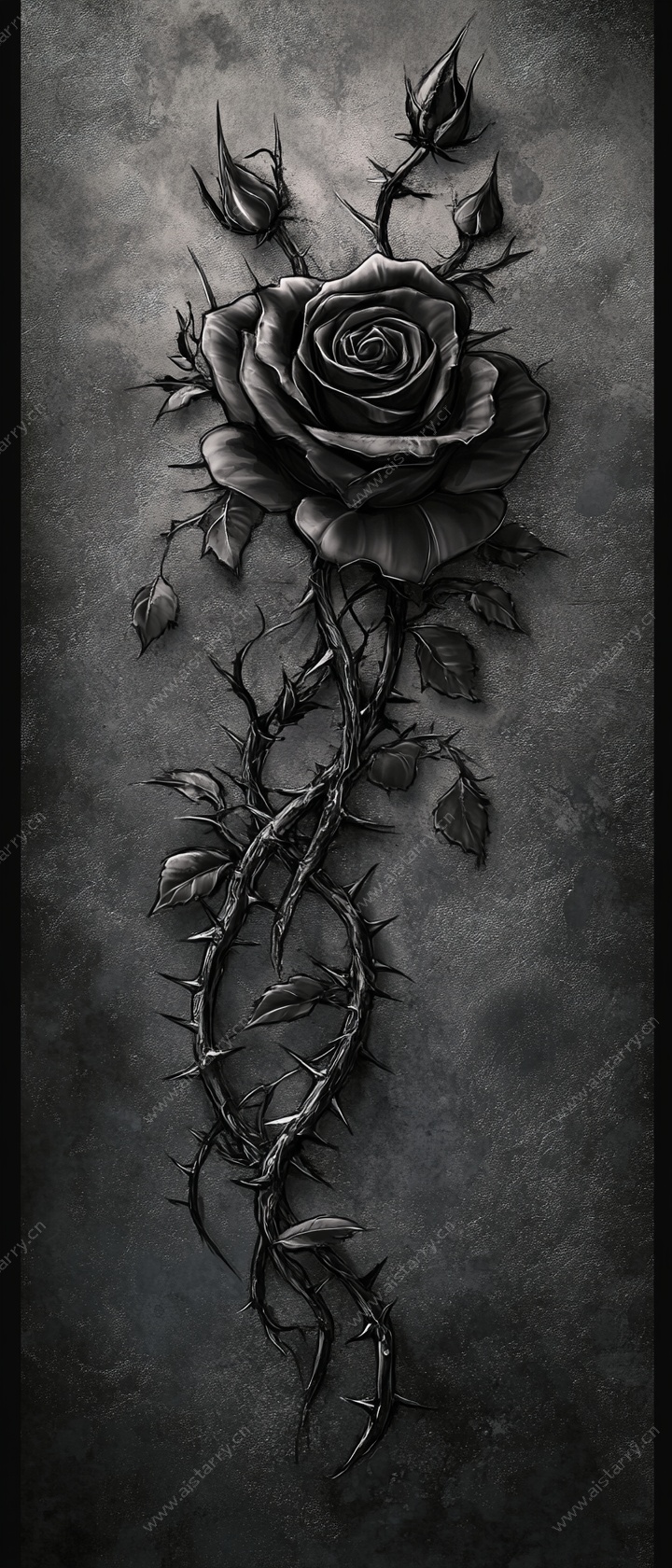 暗黑风格玫瑰纹身图案