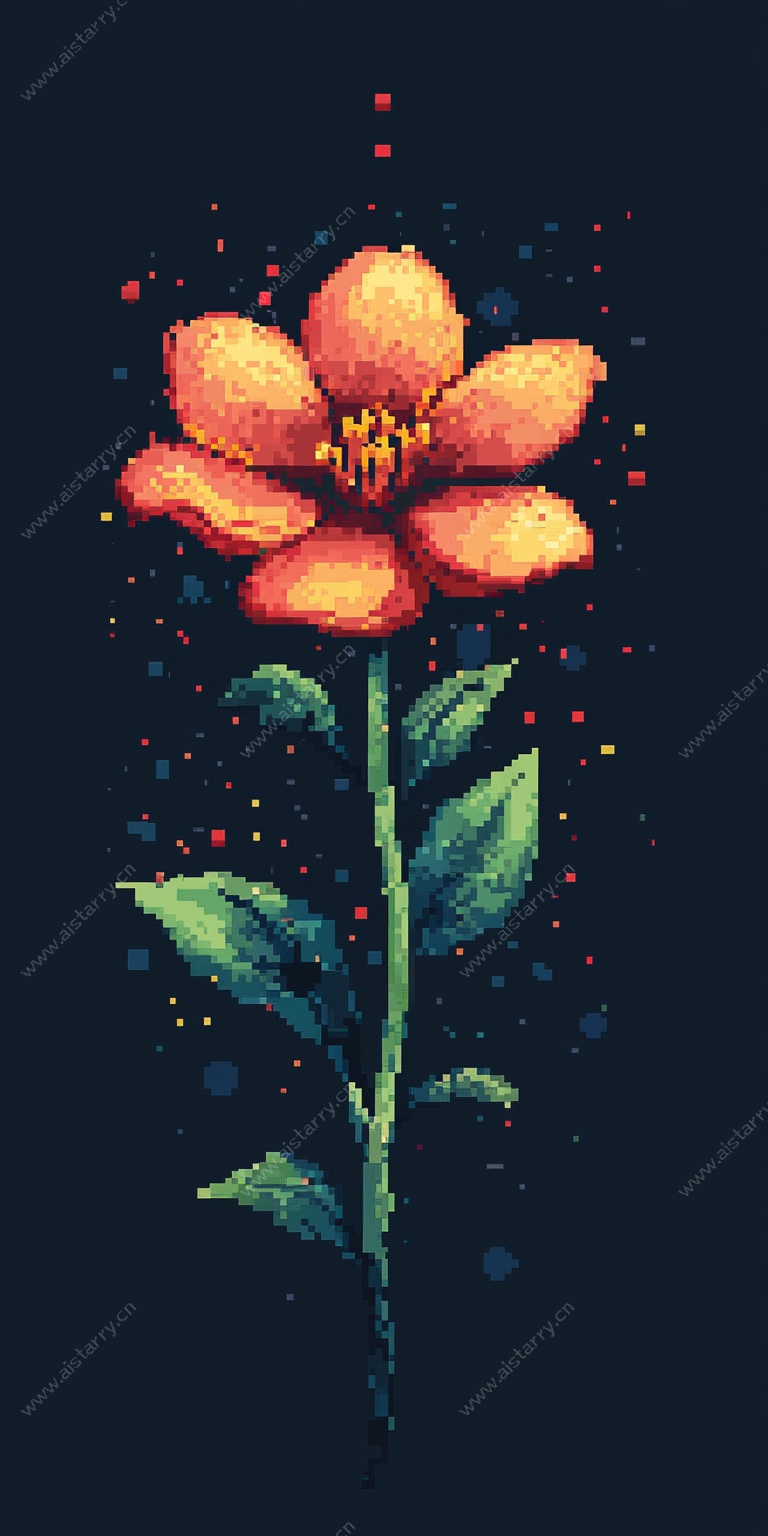 水彩风格橙色花朵插画