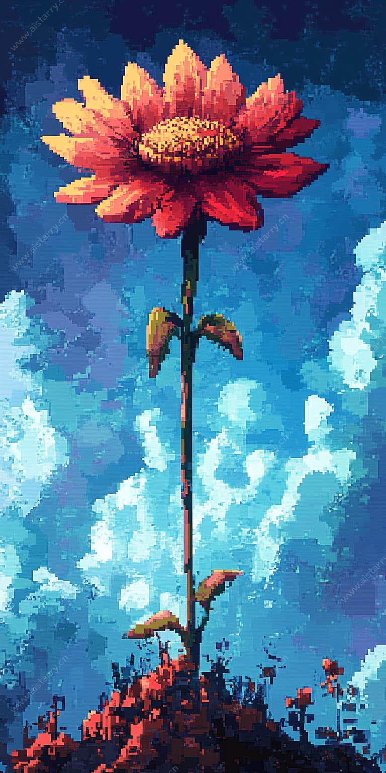 像素风向日葵蓝天美景