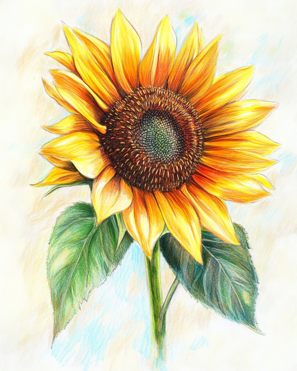 手绘向日葵花卉插画