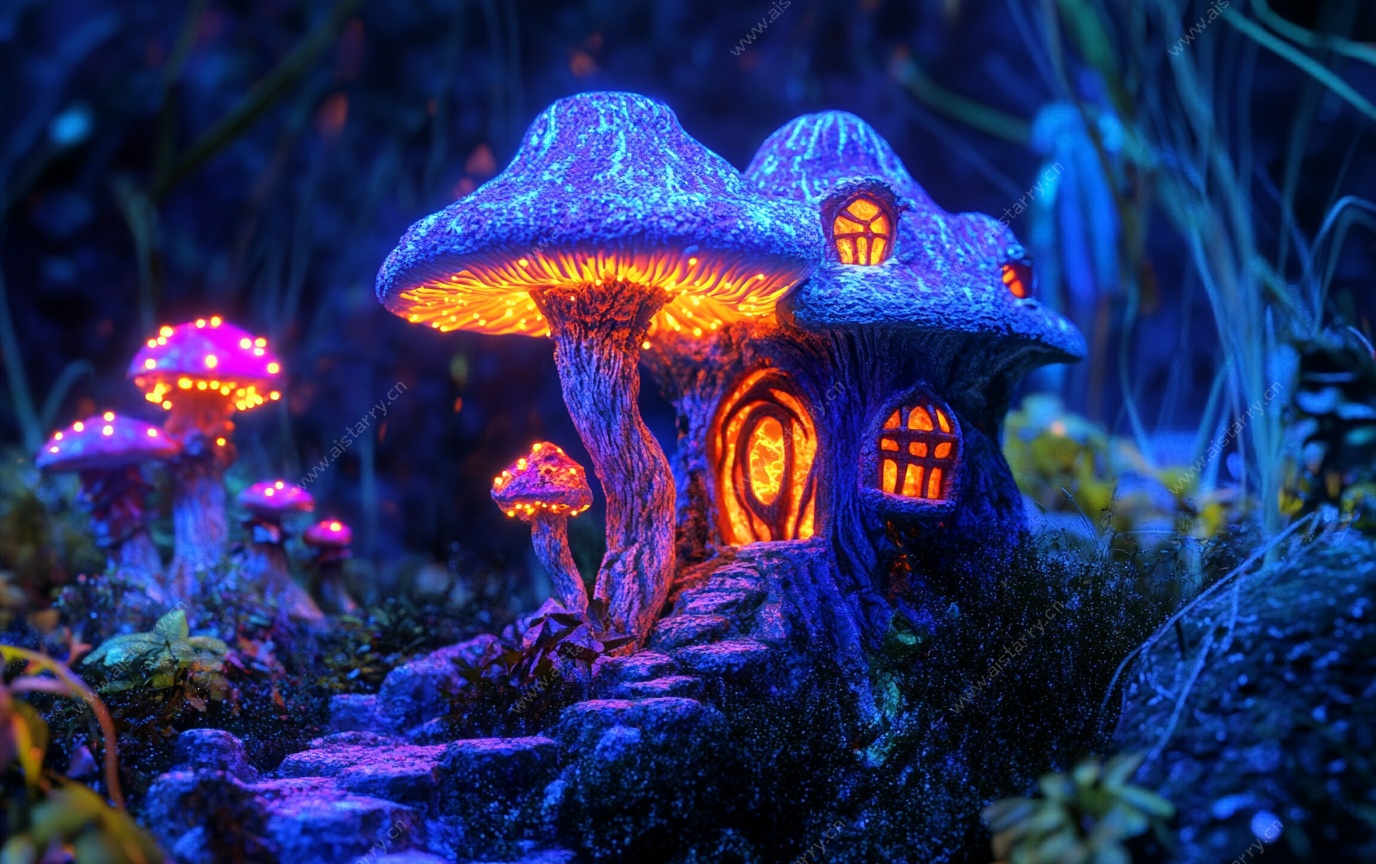 梦幻蘑菇小屋童话场景