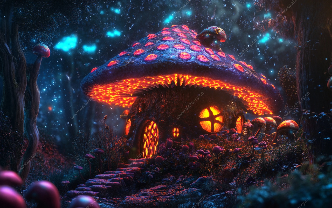 梦幻蘑菇小屋奇幻森林景