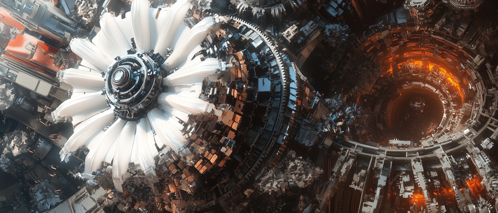 机械涡轮科幻空间场景图