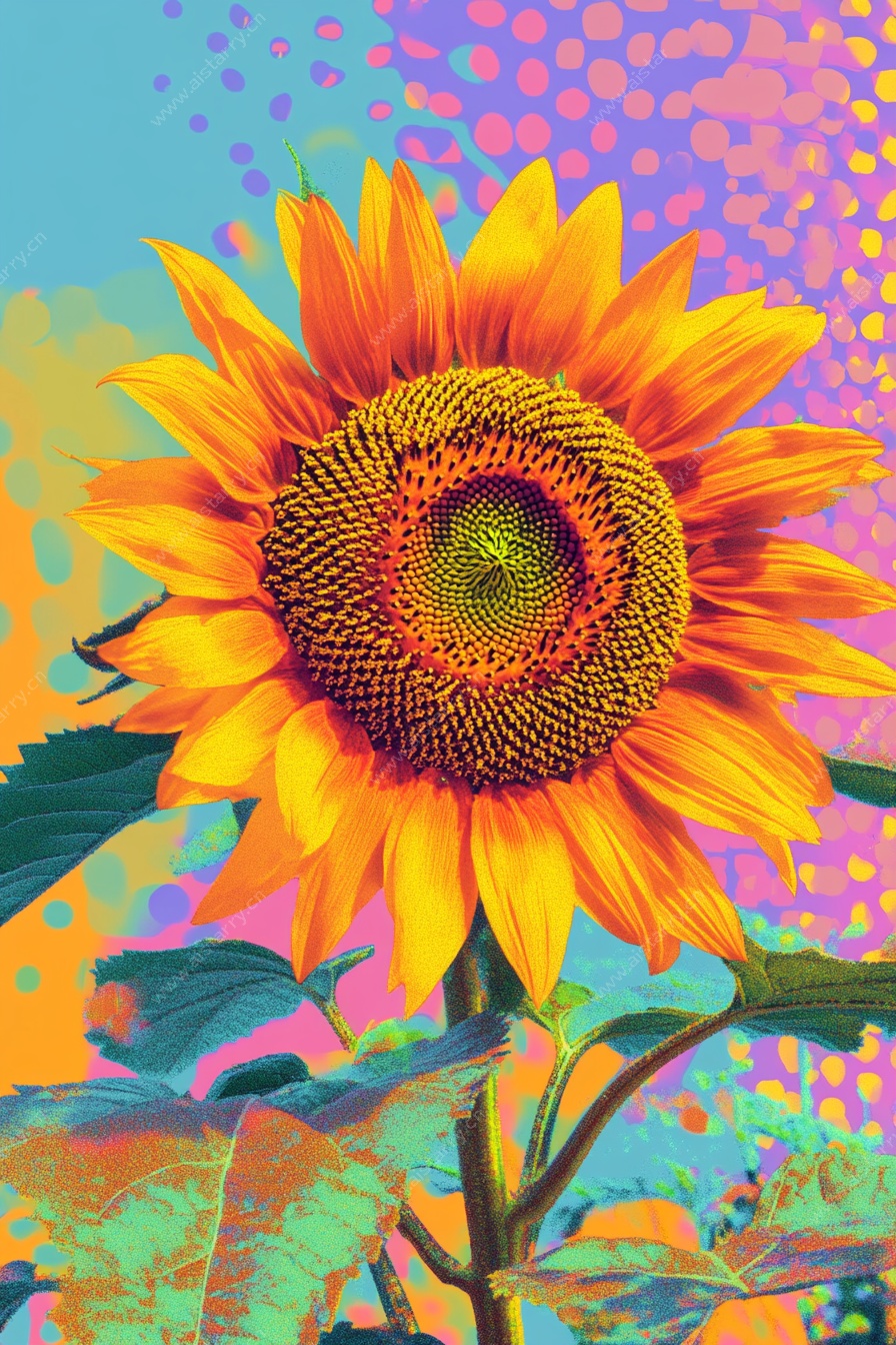 绚丽向日葵插画艺术作品