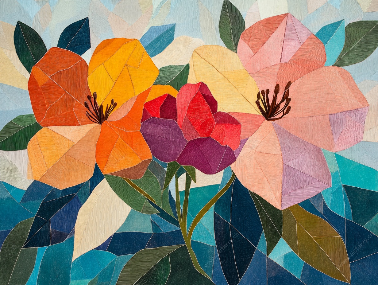 几何风格花卉插画