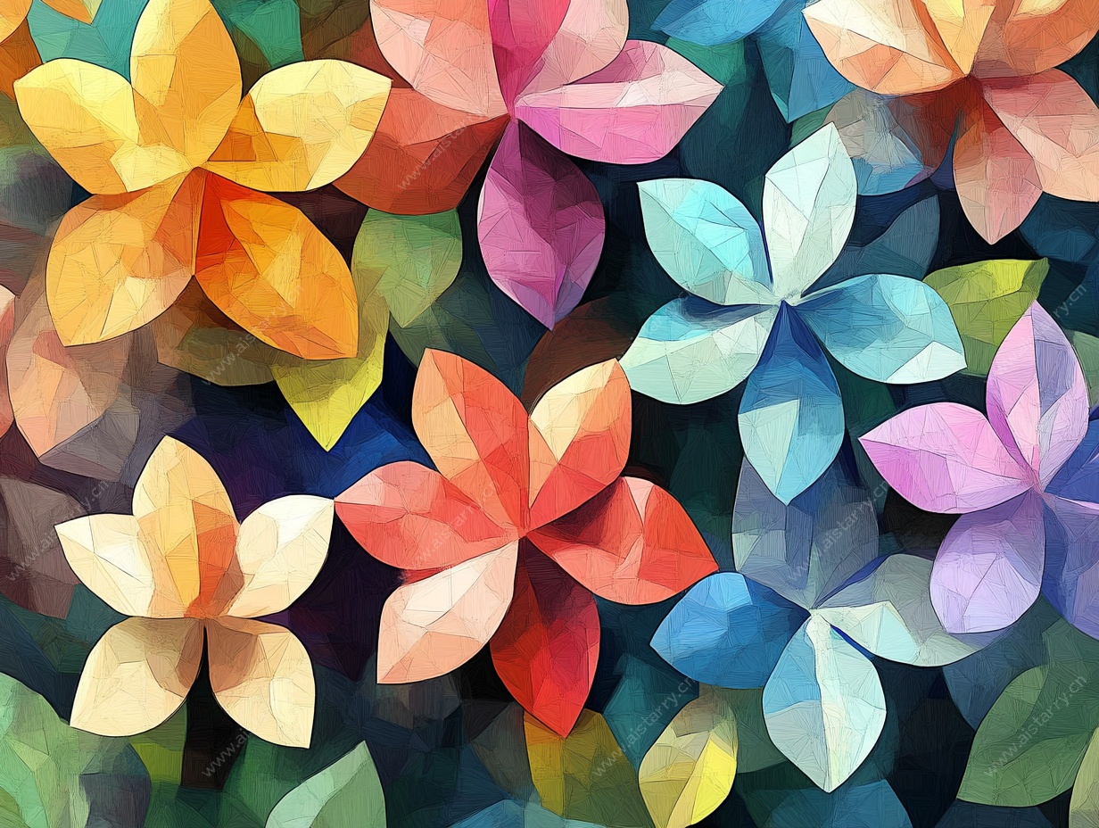 多彩折纸风花卉图案背景