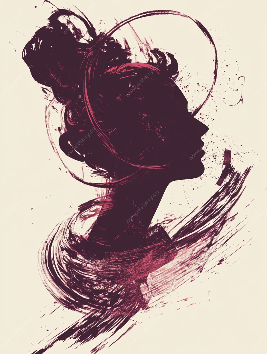 水墨风格女性剪影艺术图