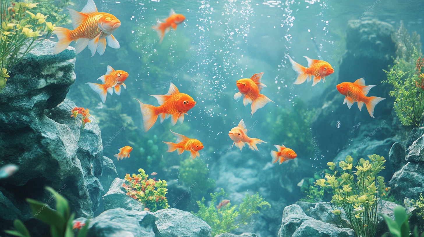 金鱼畅游的水下奇幻世界