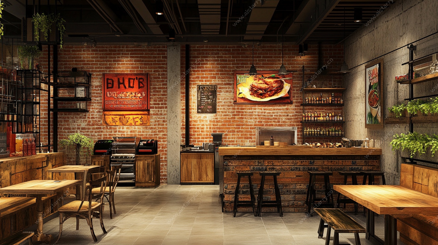 工业风复古风餐厅室内设计