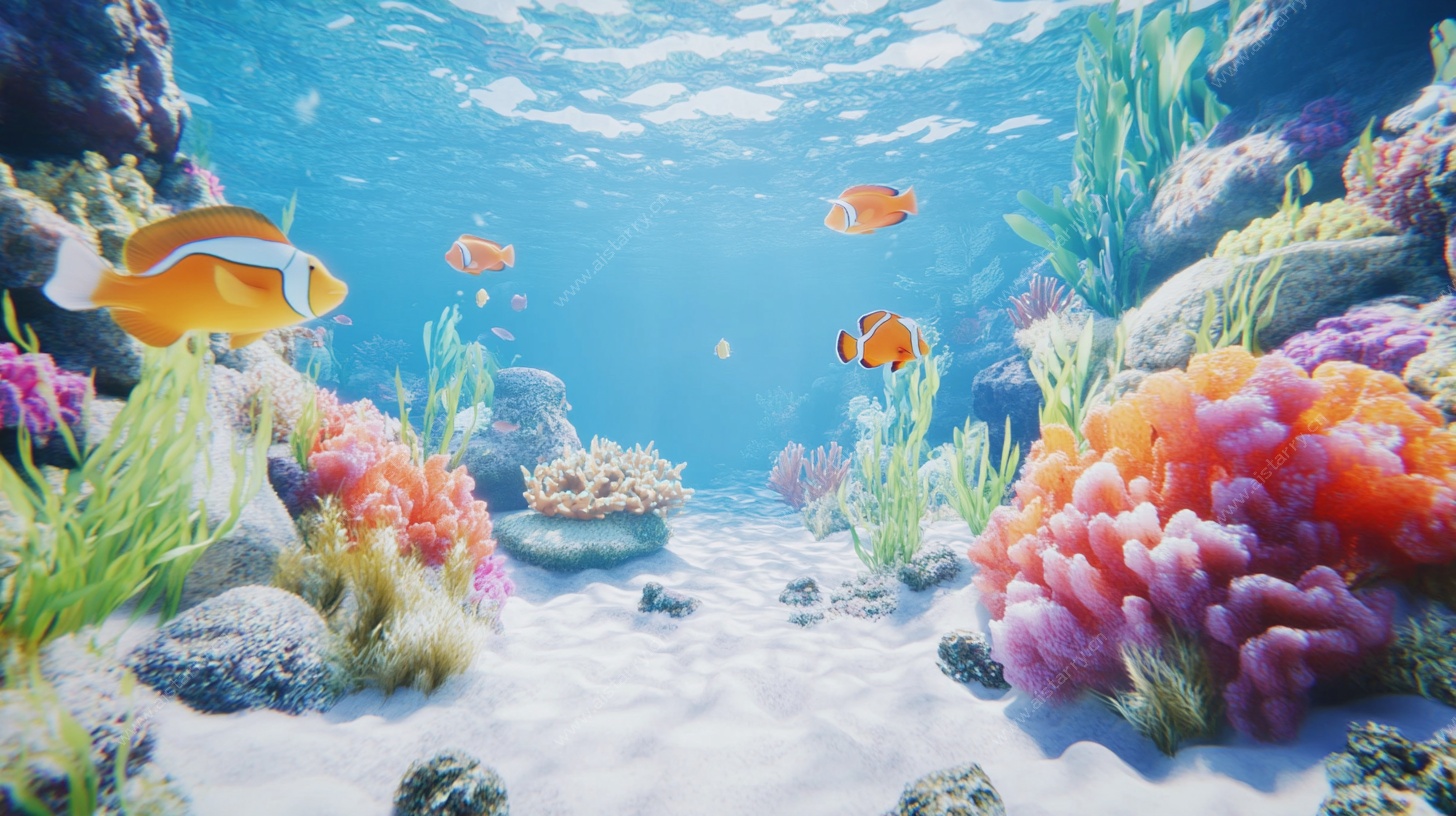 梦幻海底世界珊瑚与鱼群