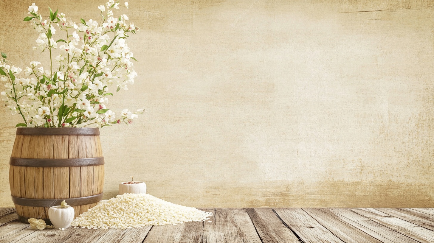 木桶插花的温馨质朴场景