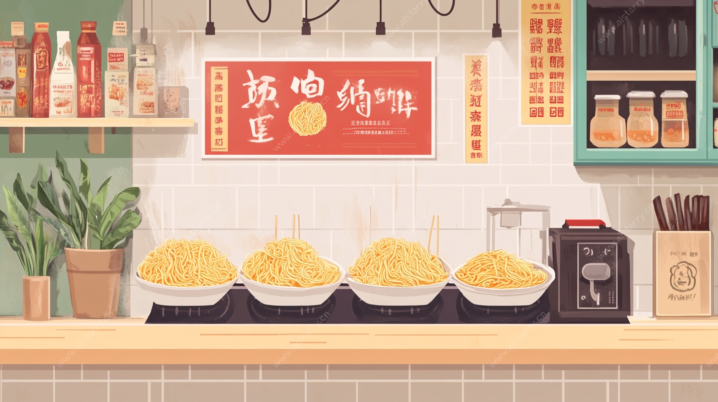 中式面馆美食柜台场景