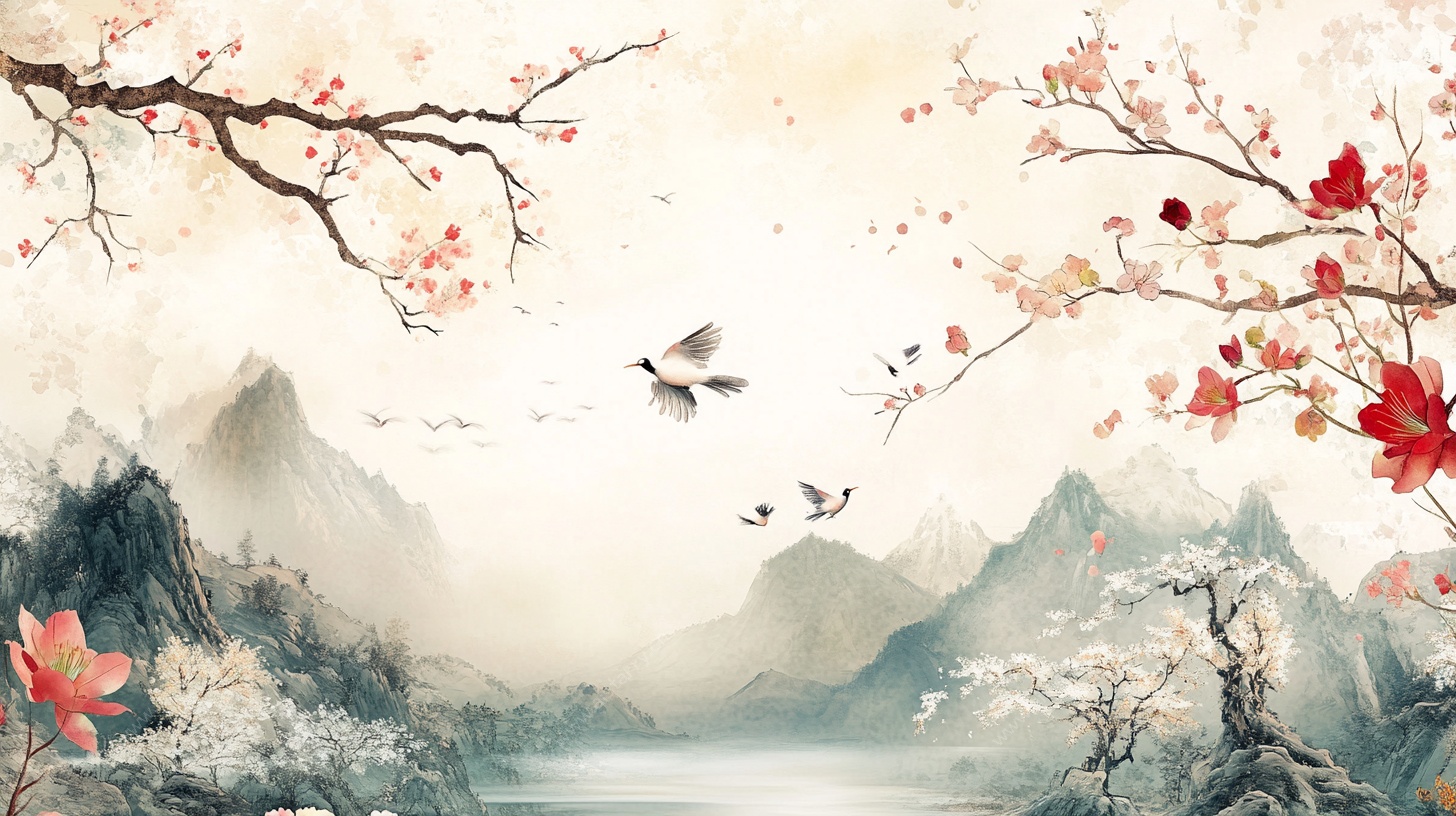 水墨山水花鸟图