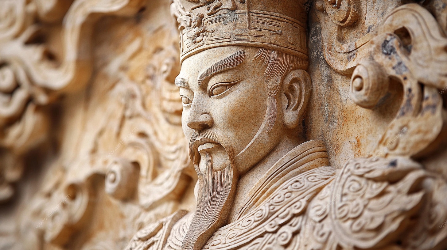 古代文官浮雕特写