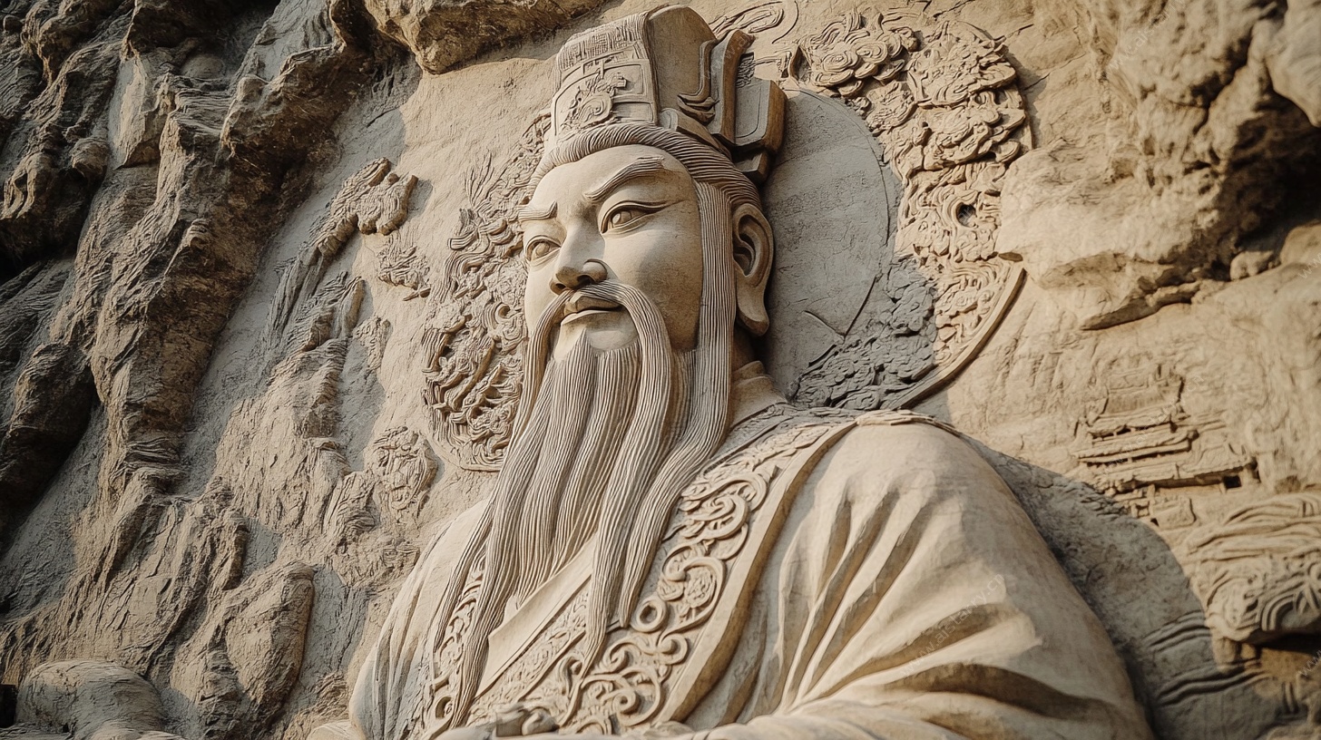 古代人物石刻雕像特写