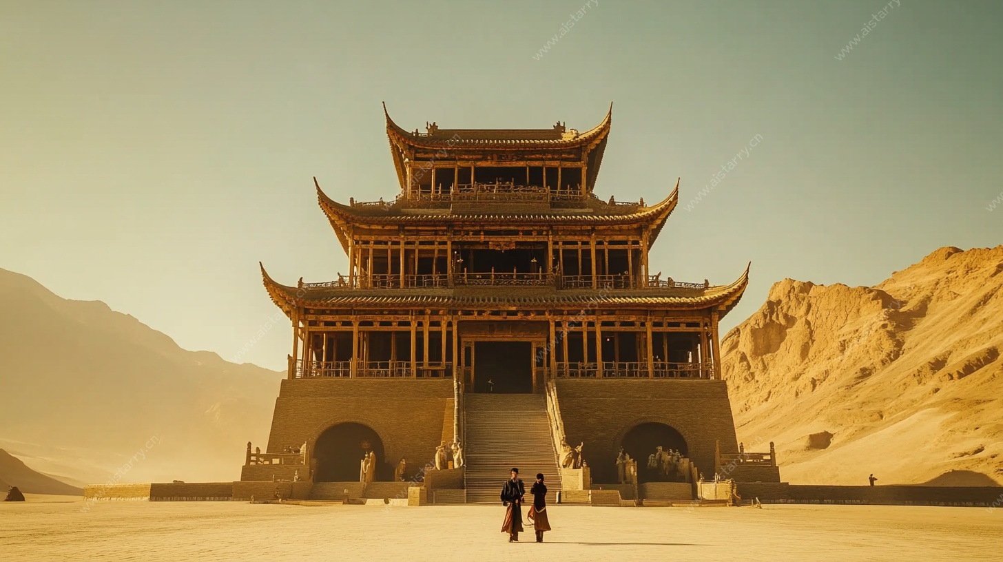 沙漠中的中式古建筑