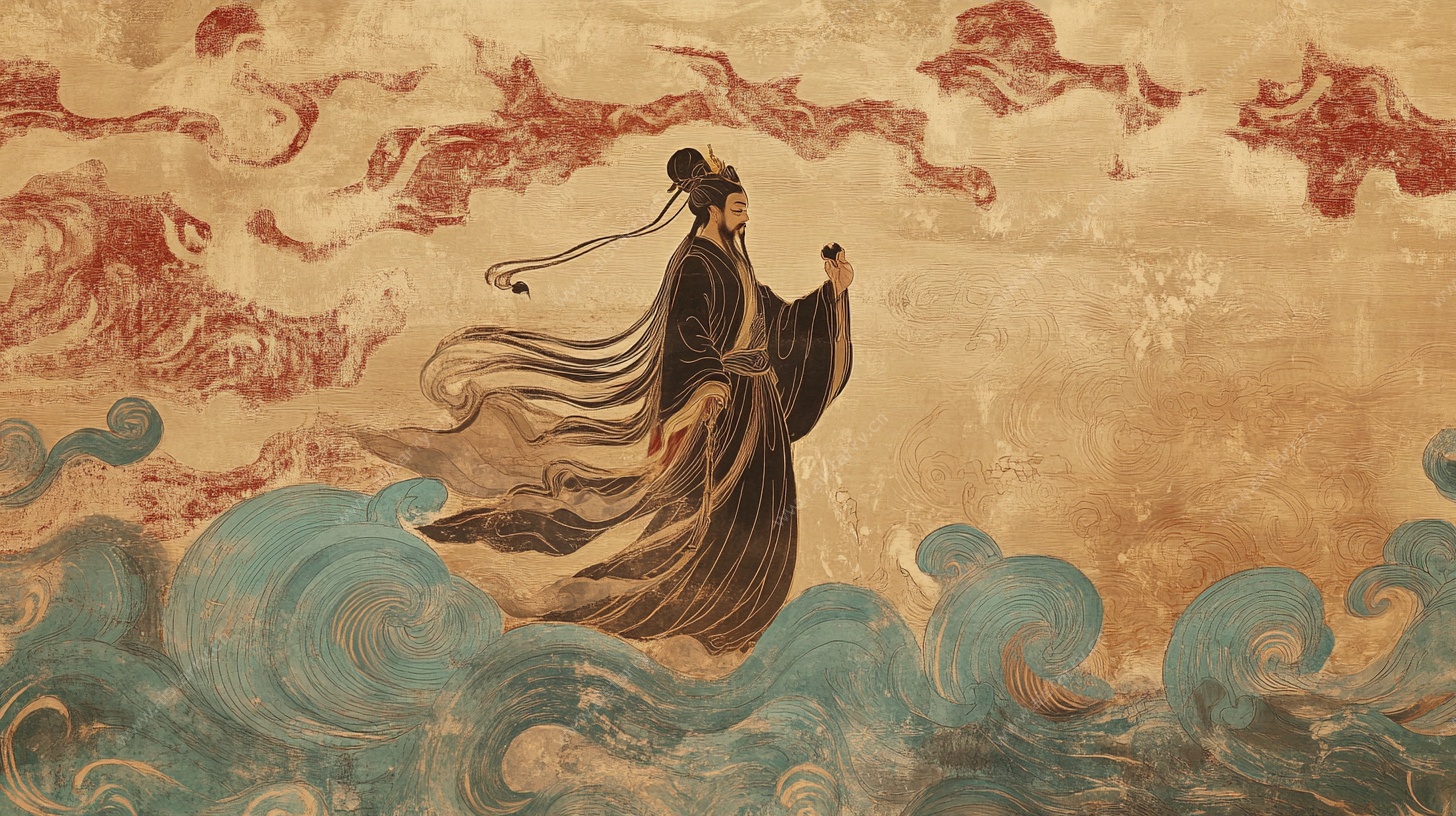 古风仙人踏浪图