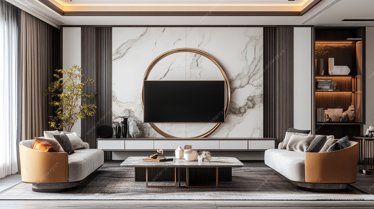 现代轻奢风客厅室内设计