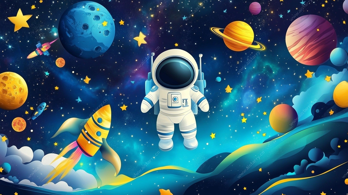 太空遨游的宇航员插画