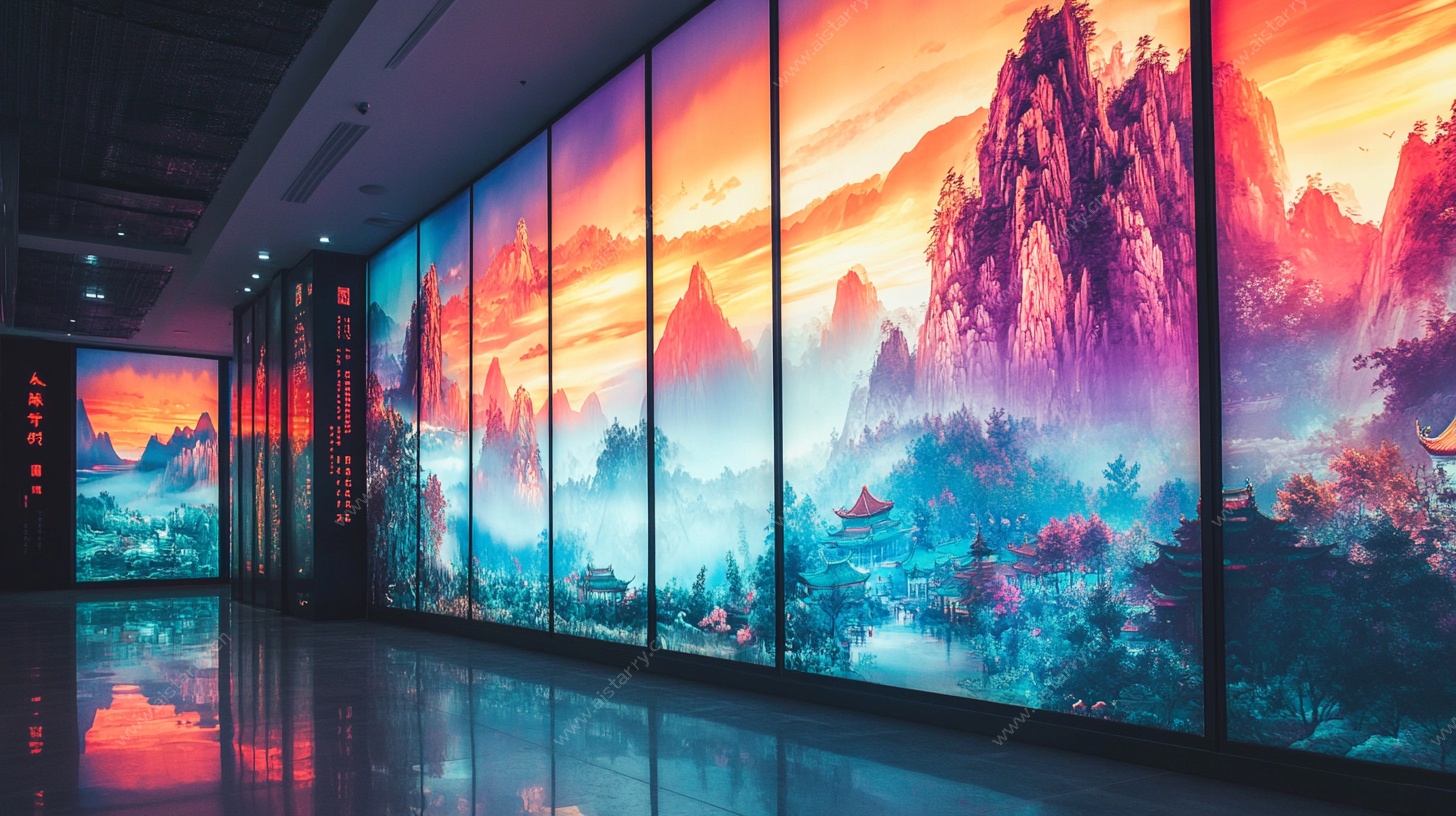 巨幅山水屏显画面震撼