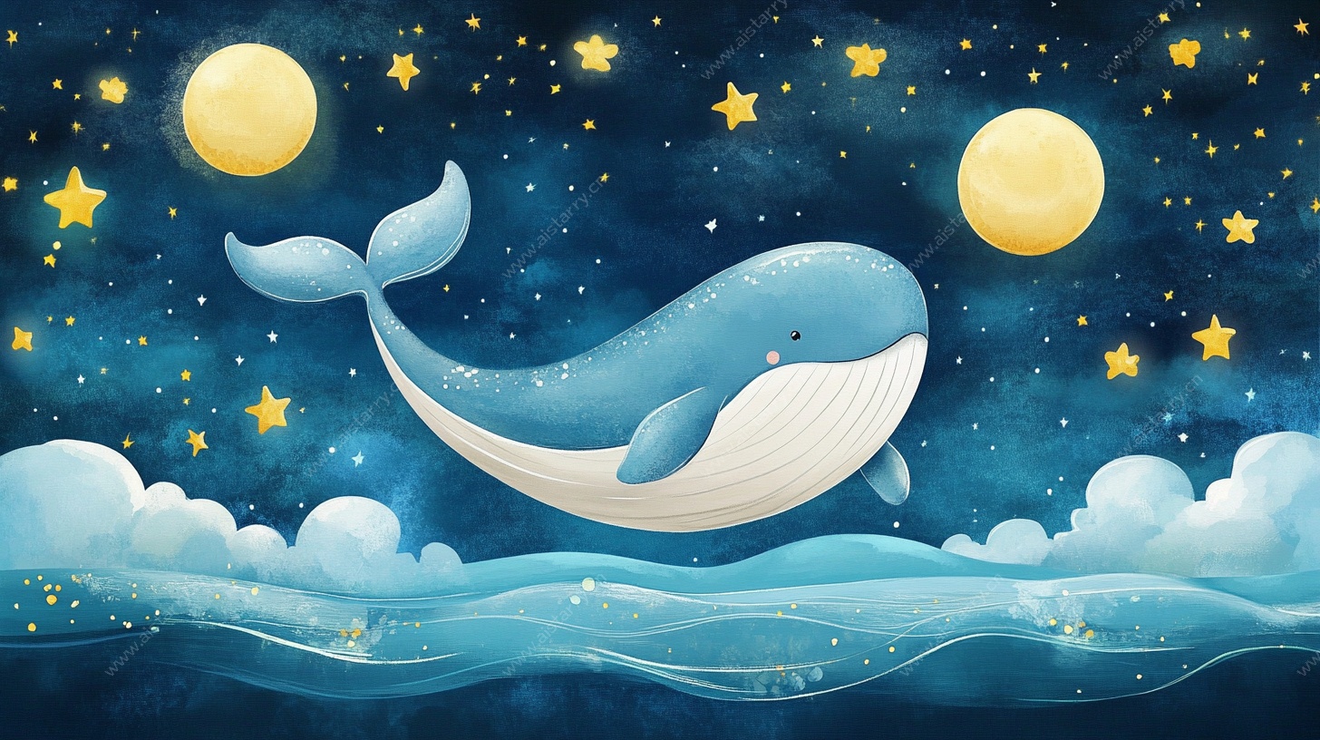 梦幻夜空下的飞鲸