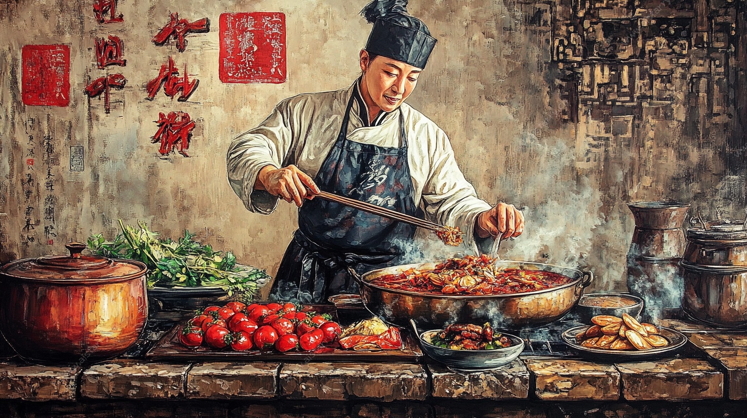 中式大厨烹饪场景