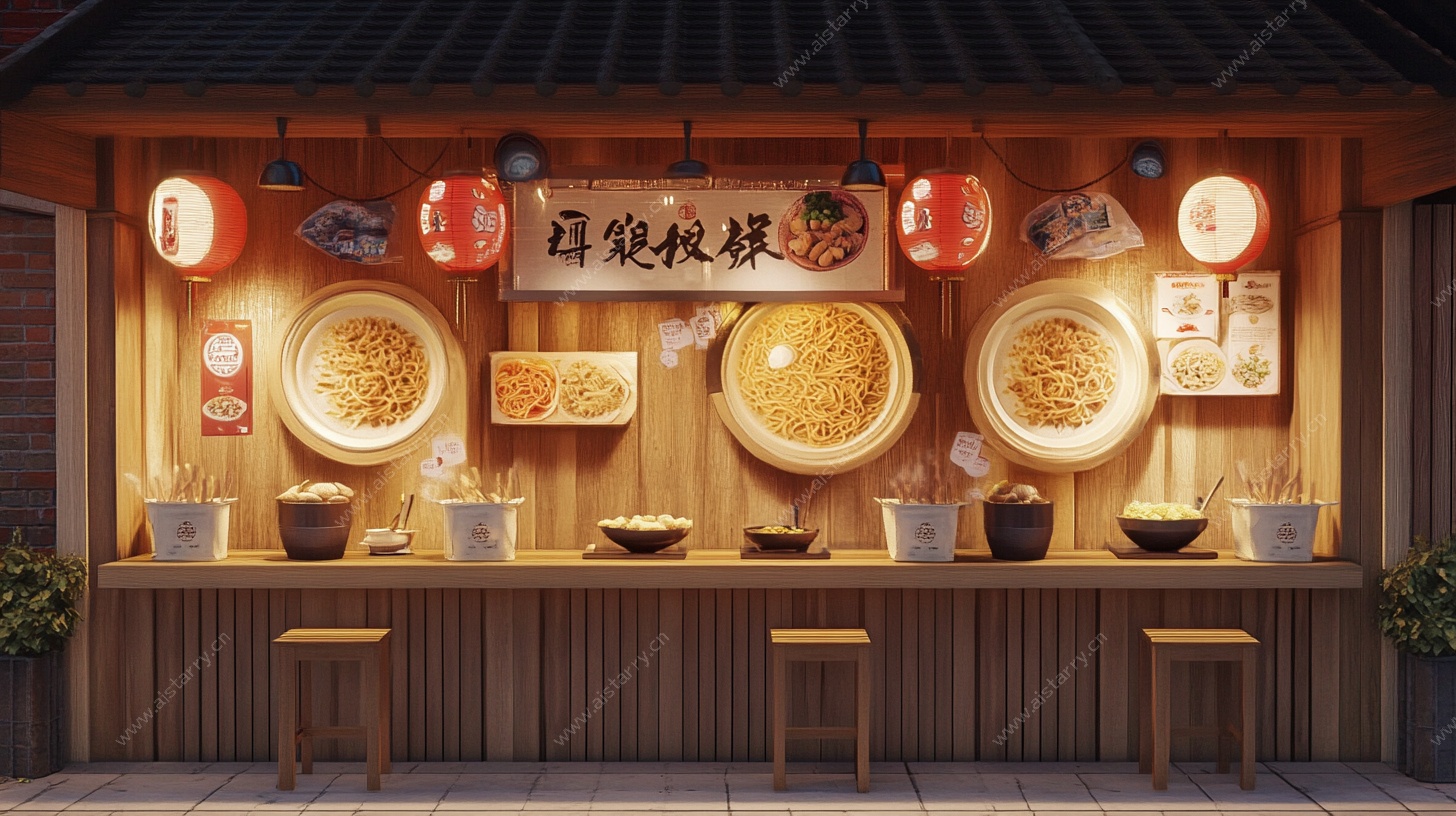 日式拉面店橱窗场景展示