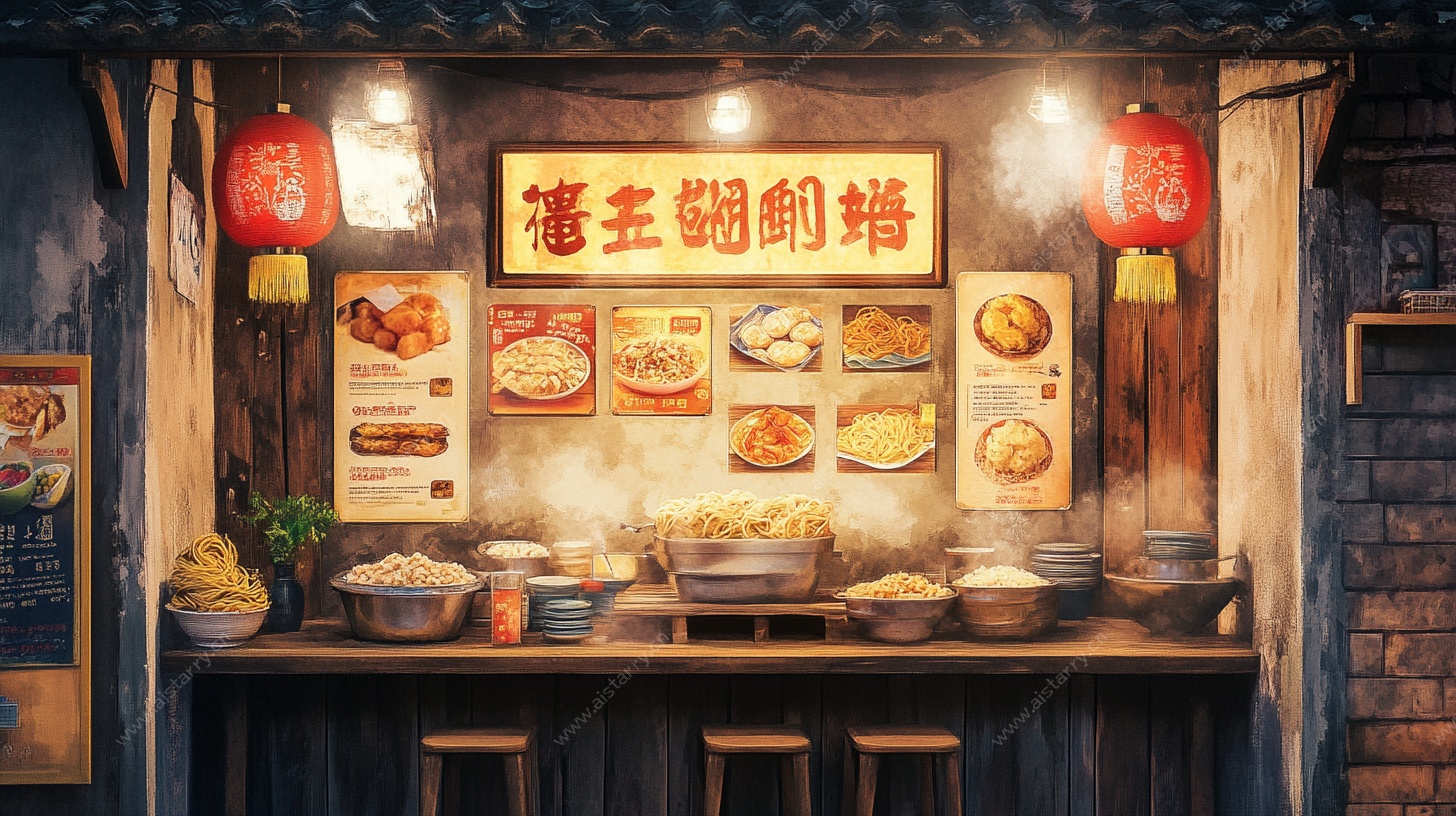 复古风中式小吃摊