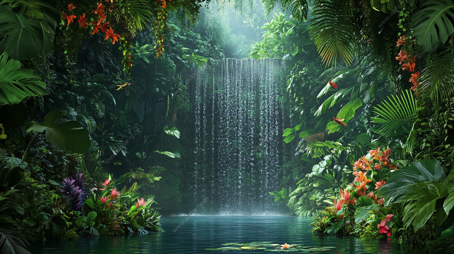 梦幻雨林瀑布景观