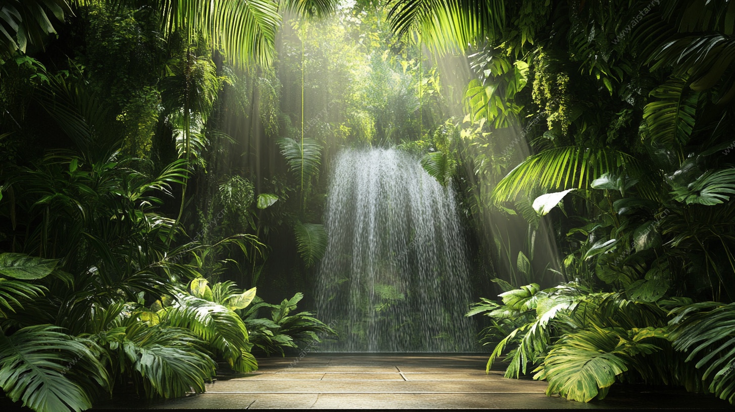 雨林瀑布景观