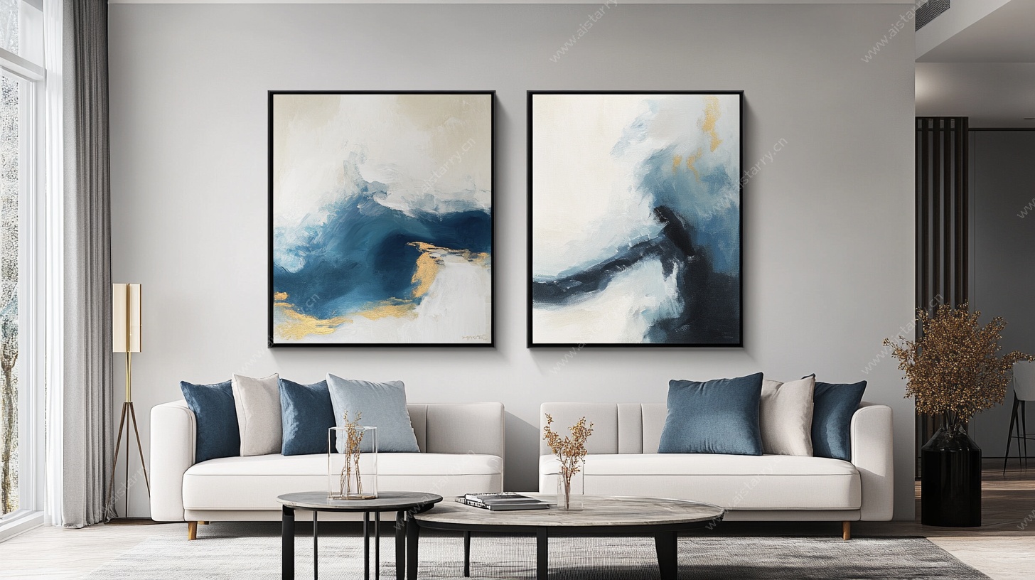 现代简约风客厅装饰画展示