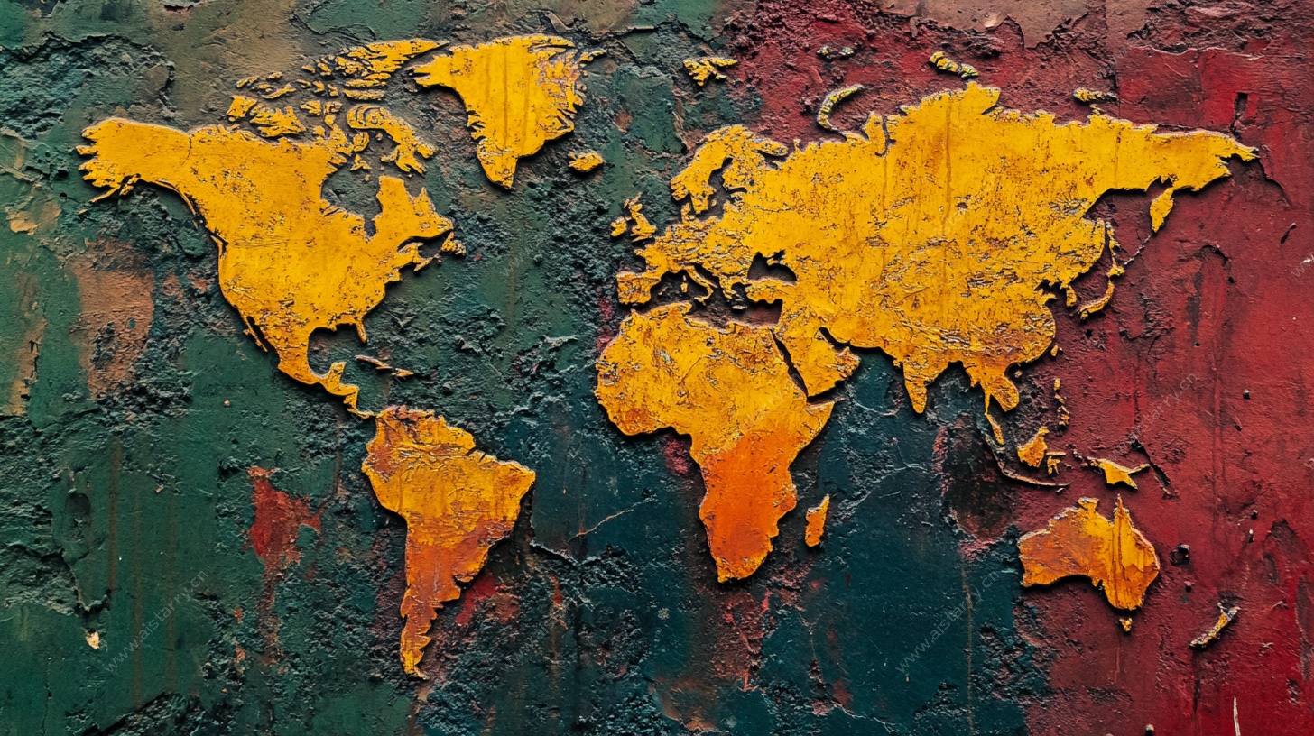 复古风格世界地图艺术画