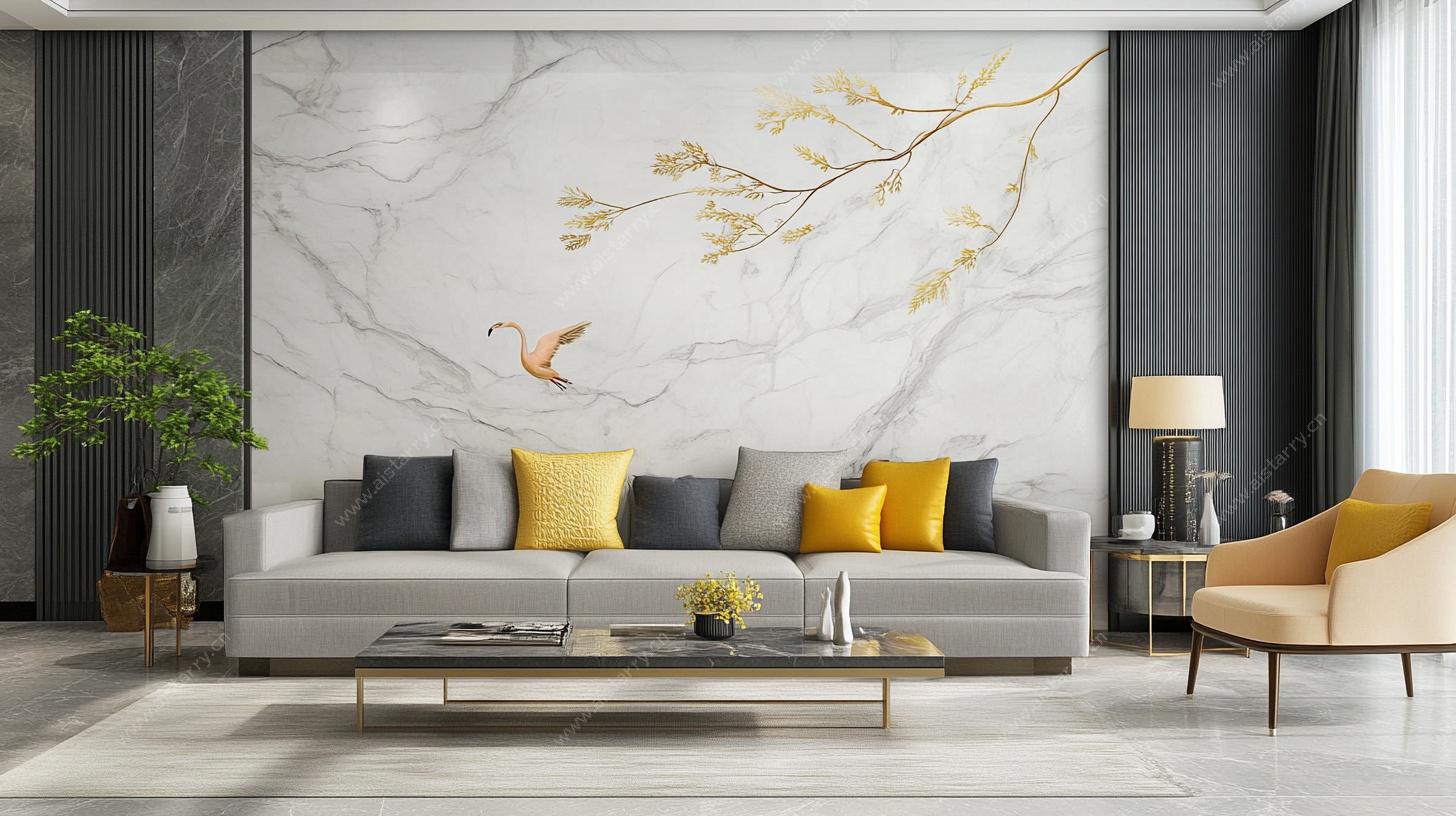 现代中式风客厅沙发背景墙