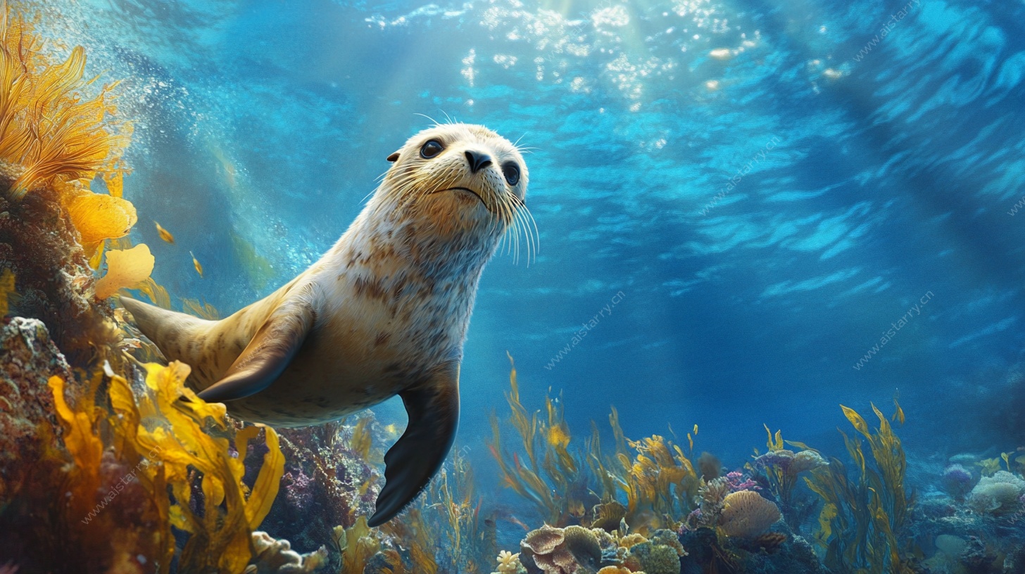 水下海豹 绚丽海底景观