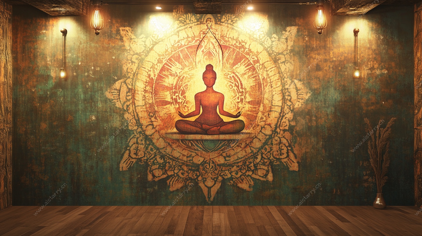 禅意佛像墙面装饰场景