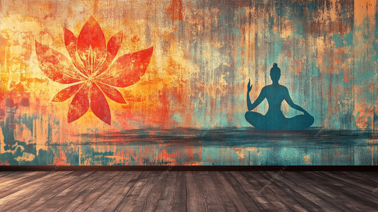冥想主题复古风墙面背景