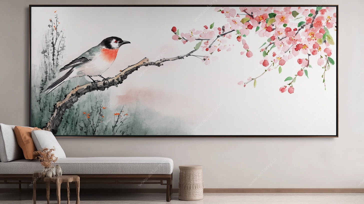 花鸟装饰画 枝头雀语