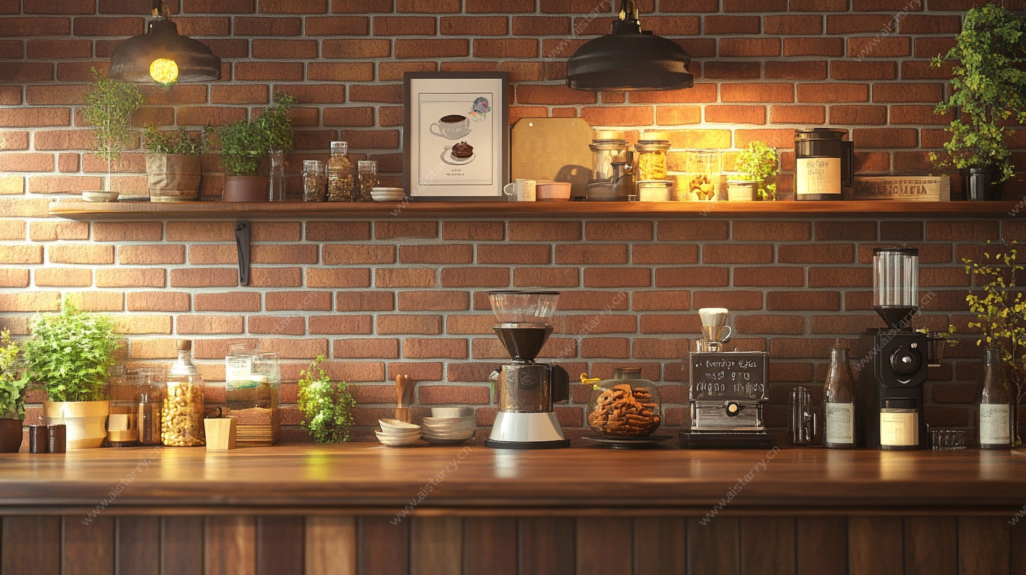 复古风咖啡吧台场景展示