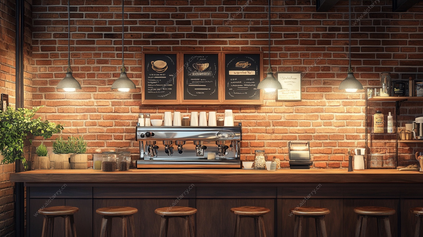 复古风砖墙咖啡店吧台