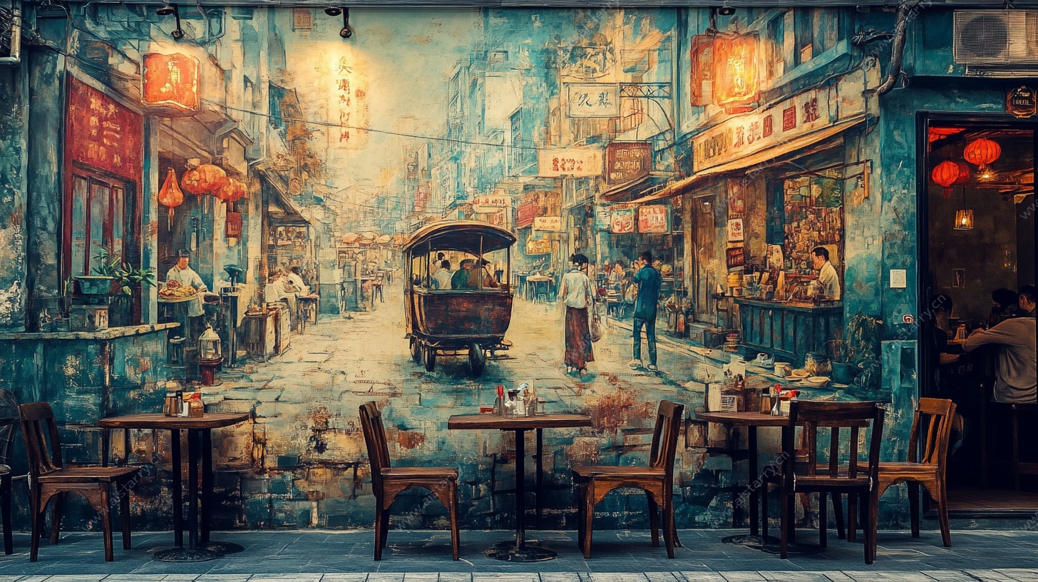 复古港式街头用餐场景